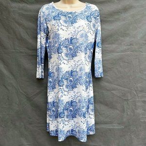 Jean-Pierre Klifa Paris Size Small Blue White Pasiley Classic Coastal Dress